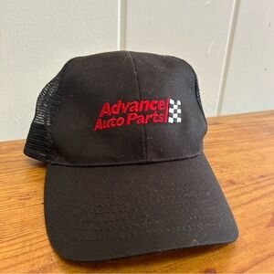 Advance Auto Parts Checkered Flag Trucker Mesh Snap Back Black Hat With Logo‎